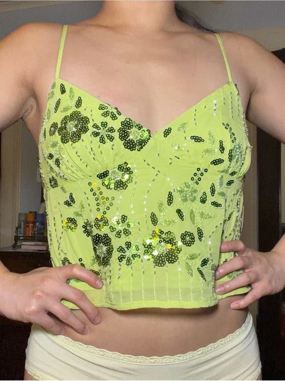 Sequin Floral Tank Top